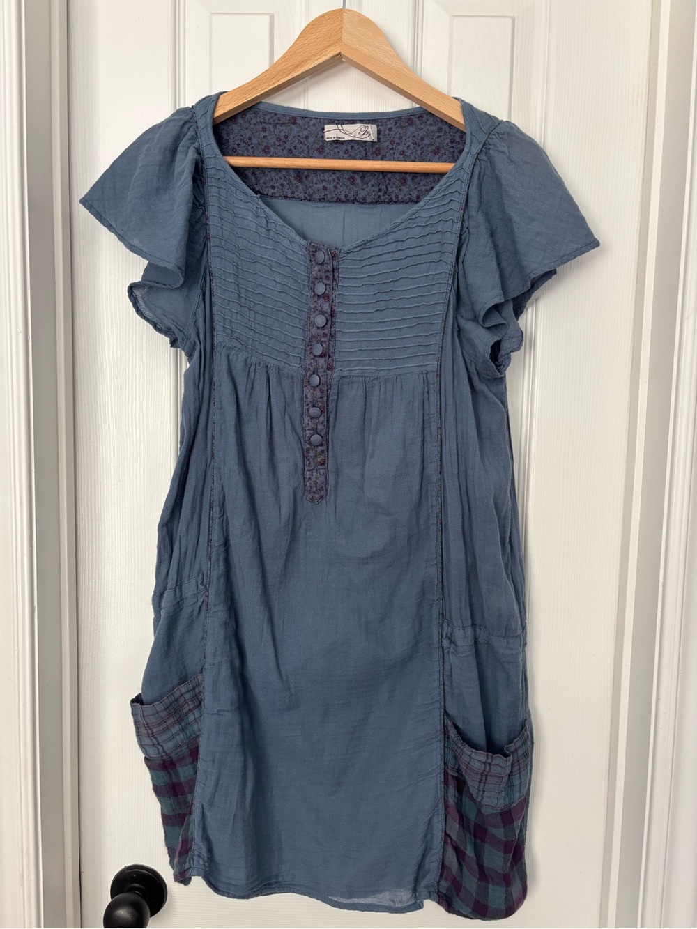 Urban Outfitters Light Blue Linen Cotton Dress with pockets